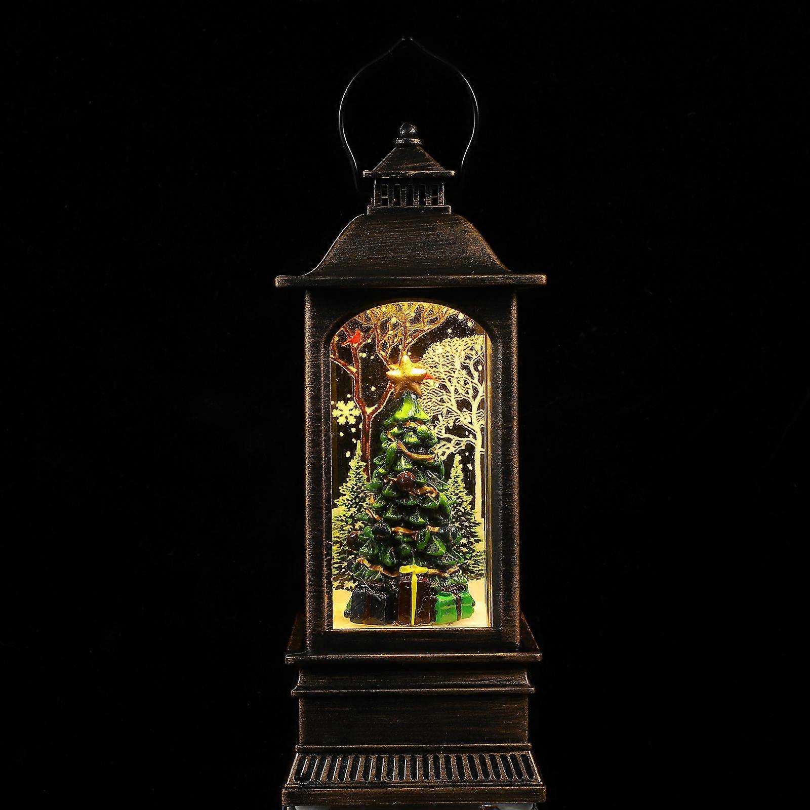 Battery Operated Christmas Lanterns for Decor Coffee Plastic Mini Christmas Crafts 3.5 x 4.5 Inches