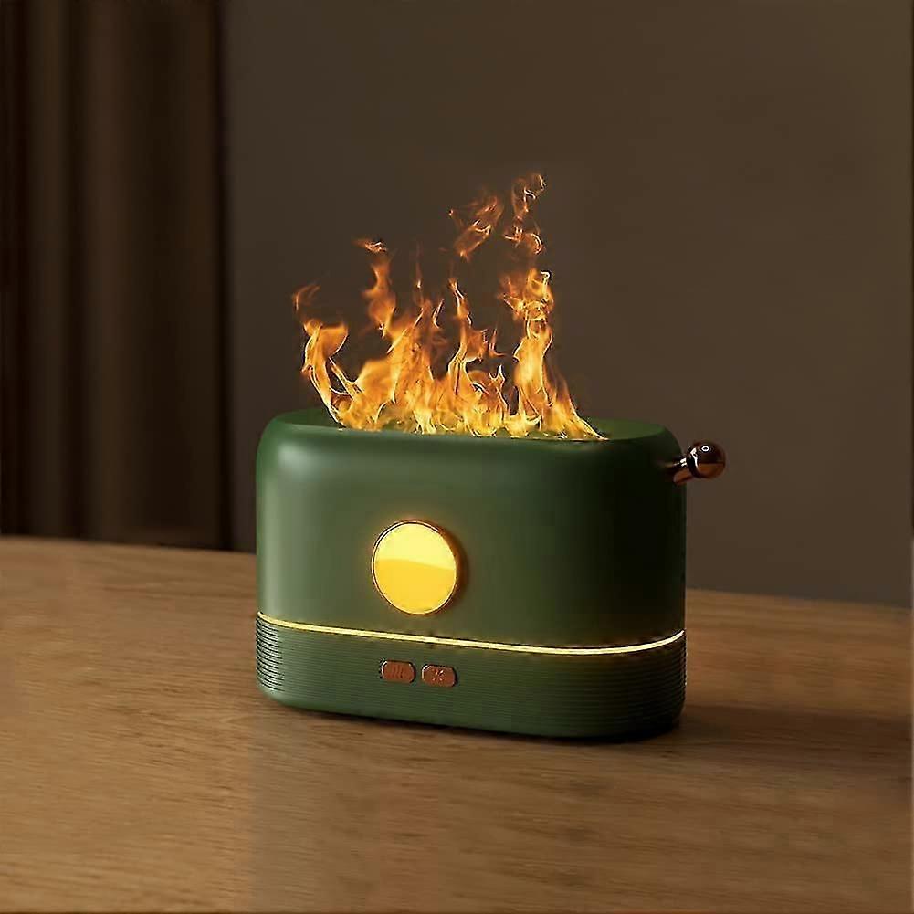 Flame Effect Essential Oil Diffuser with 200ml Capacity - Ultrasonic Aromatherapy Humidifier (Green)