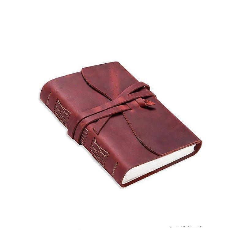 Leather Notebook Diary Journal, Handmade Vintage Cowhide Sketchbook Planner, Red, Size 8.5 x 11 cm Travel Cover
