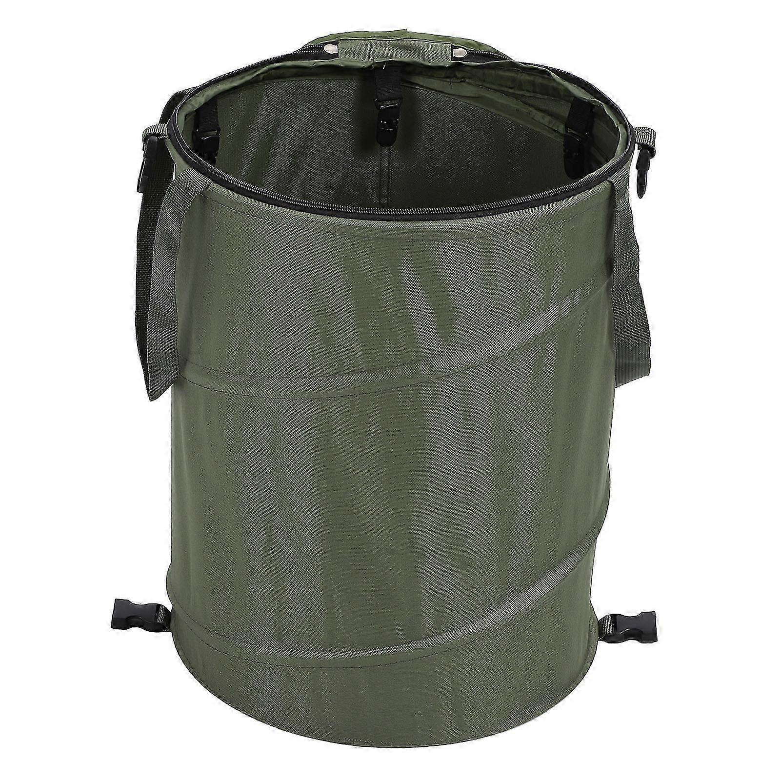 Large Capacity Portable Camping Trash Can - Multifunctional Pop-Up Utility Container with Lid in OD Green 600D Oxford Cloth