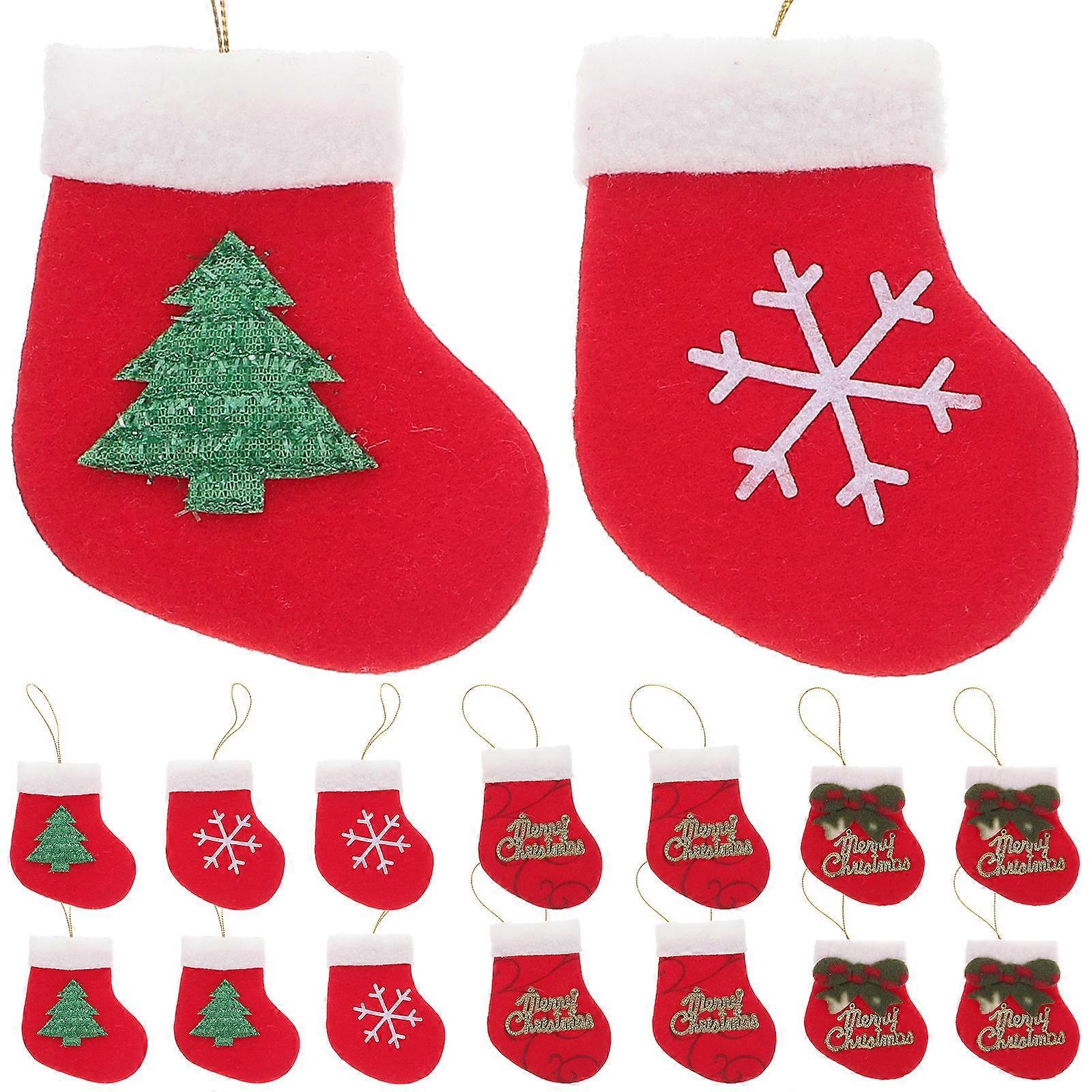 Miniature Stockings Classic Christmas Design Non-Woven Fabric Shop Display 16Pcs