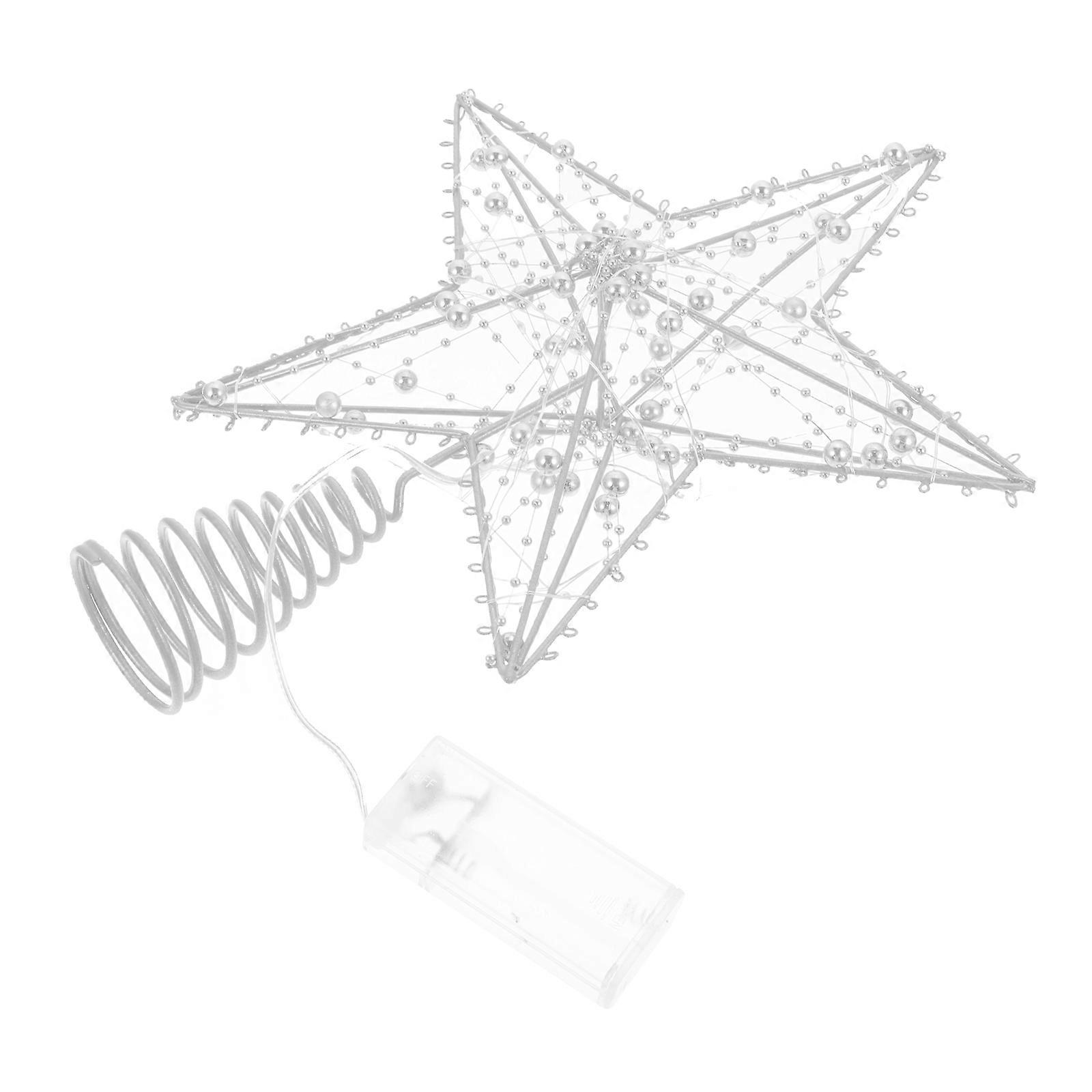 Silver Christmas Tree Topper Star with Lights for Decoration Create Festive Atmosphere 5pointed Star