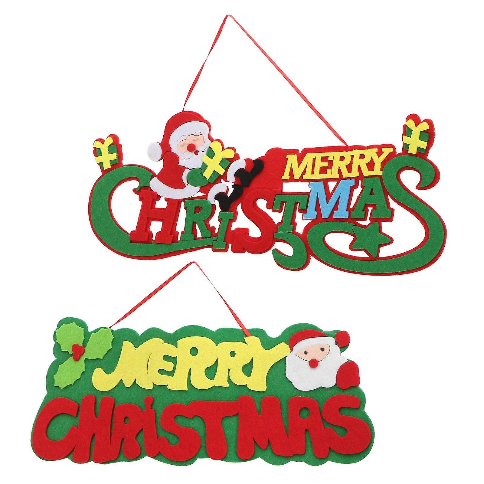 Christmas Style Felt Pendant Hanging Decoration Assorted Color 40*17cm Garden Yard Porch 2Pcs
