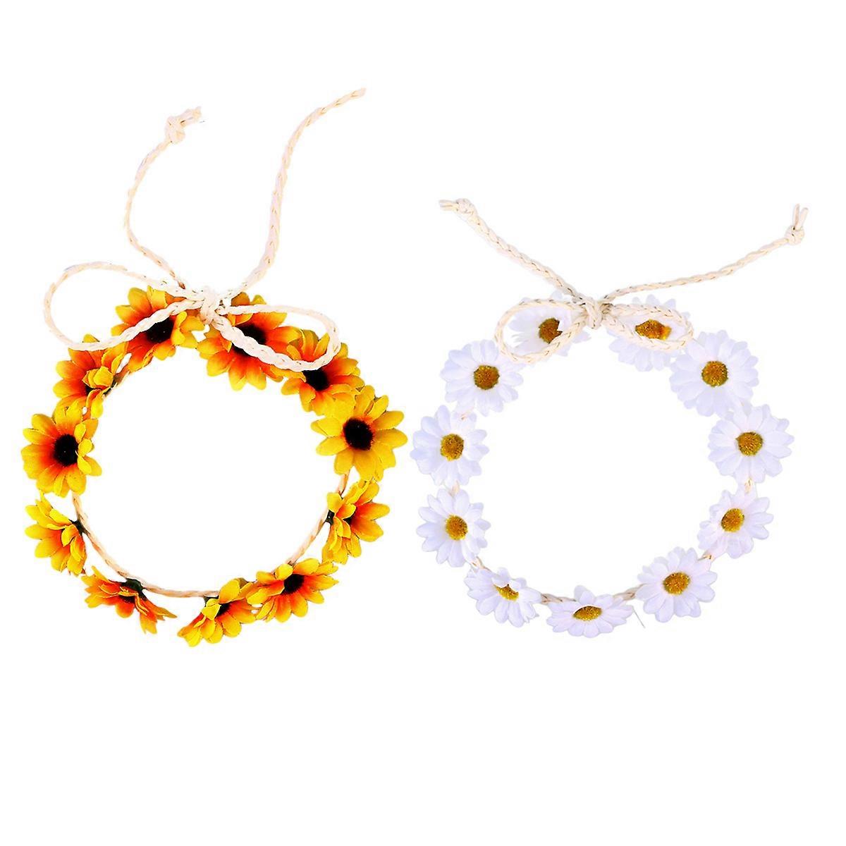 White Cloth Flower Headband for Women's with 11 Durable Flowers Ideal for Parties Festivals and Photography