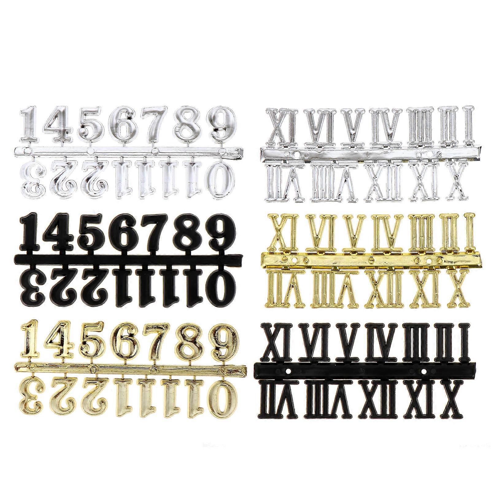 Hanging Clock Numerals Wall Clock Components Diy Clock Making Arabic Number Silver 2.3Cm 6Pcs