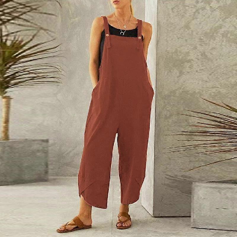 Women's Solid Color Casual Nine-minute Overalls