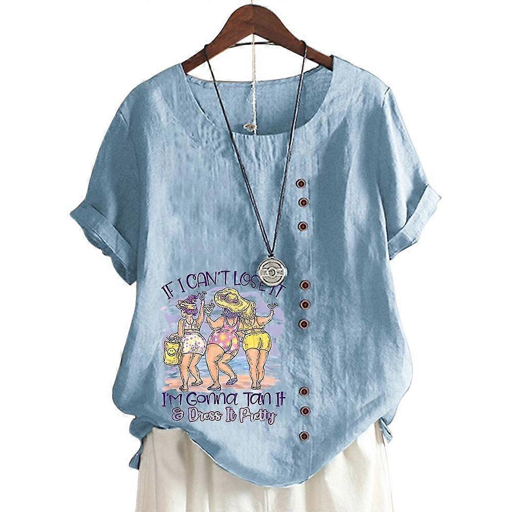 Women's Casual Short Sleeve Top with Round Neck and 11 Vibrant Floral Prints