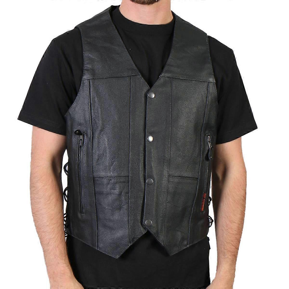 Men's vest made of cowhide with 10 pockets, size 5XL.