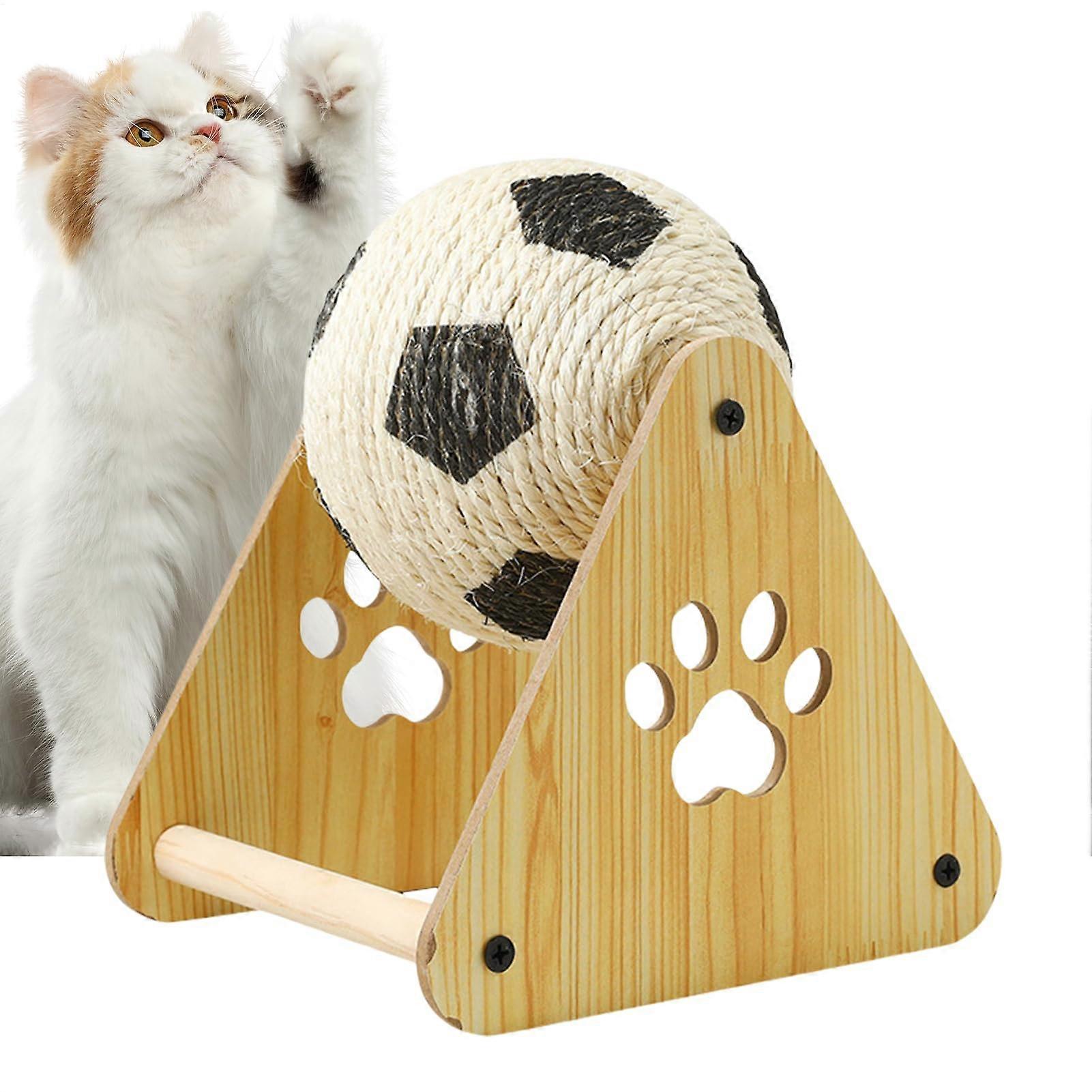 Cat Scratch Ball Interactive Solid Wood Durable Scratcher For Kittens Protects Furniture