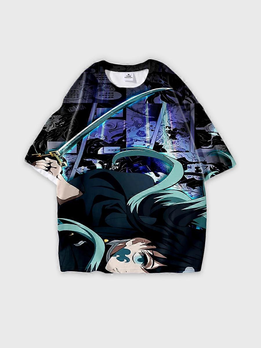 T-shirt round neck Character Pattern loose short sleeve P3435