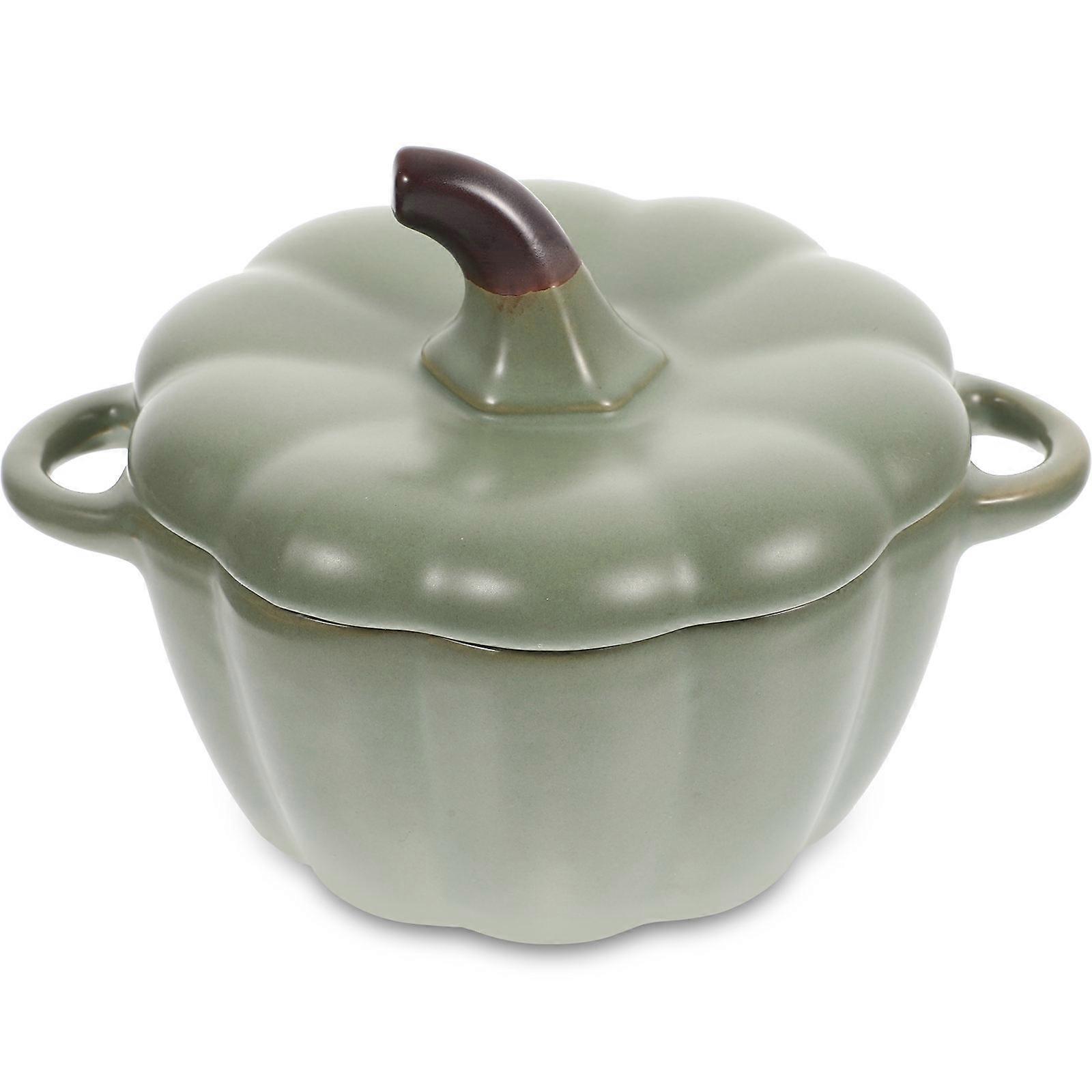 Fall Pumpkin Bowls Ceramic Stew Pot Kitchenware Special Day Steaming 1Set