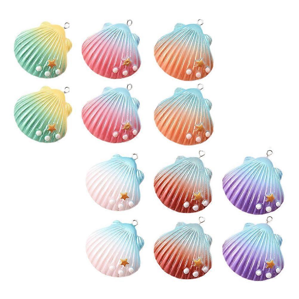 30 Pcs DIY Jewelry Making Shell Shape Pendants Assorted Color For Crafts Making 1X3.5X3.9CM Resin