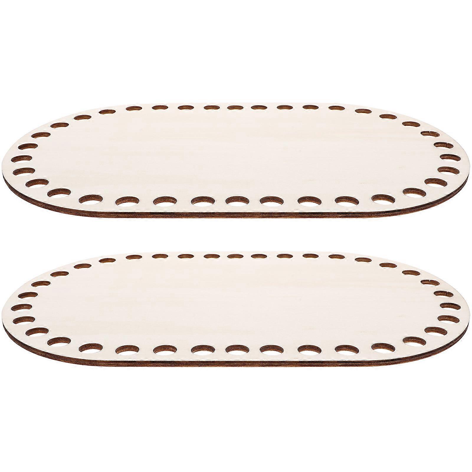 DIY Crochet Basket Bases with Strong Wooden Bag Bottoms for Decoration Beige 2 Pieces