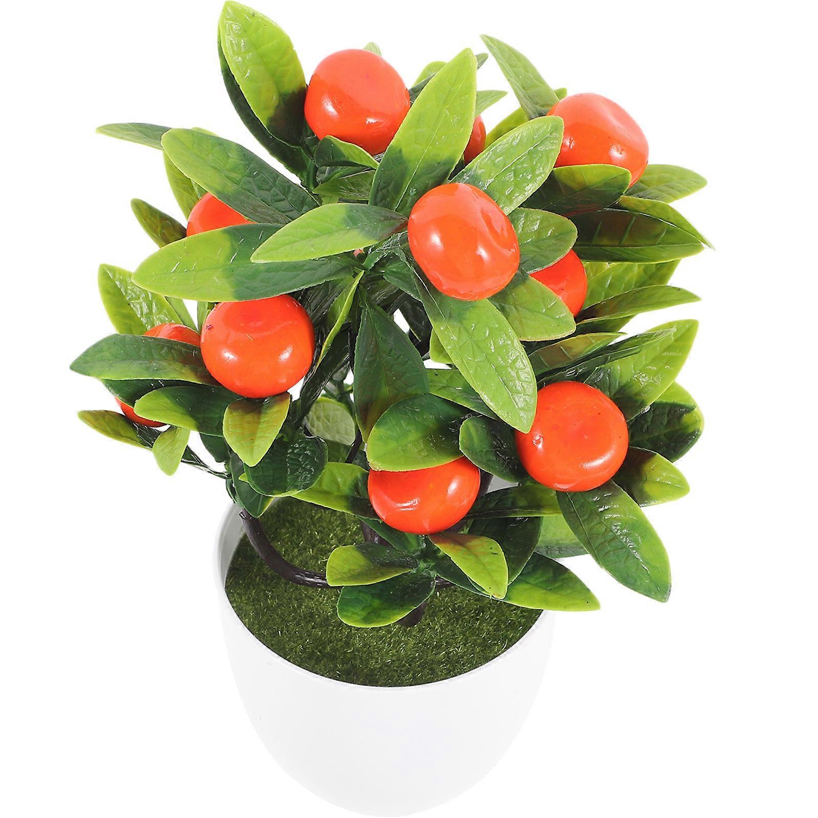 Realistic Artificial Fruit Tree Decor in Multi Color with Plastic Pot for Home Decoration 6.3x15.7 Inches