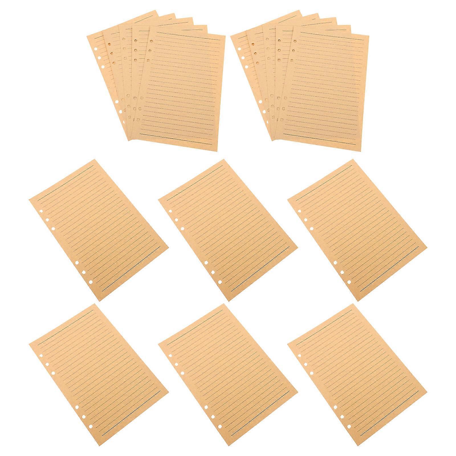 80 Sheets College Ruled A5 Notebook Inserts Refillable 6 Hole Binder Paper Brown Kraft Journal Paper 80 Sheet