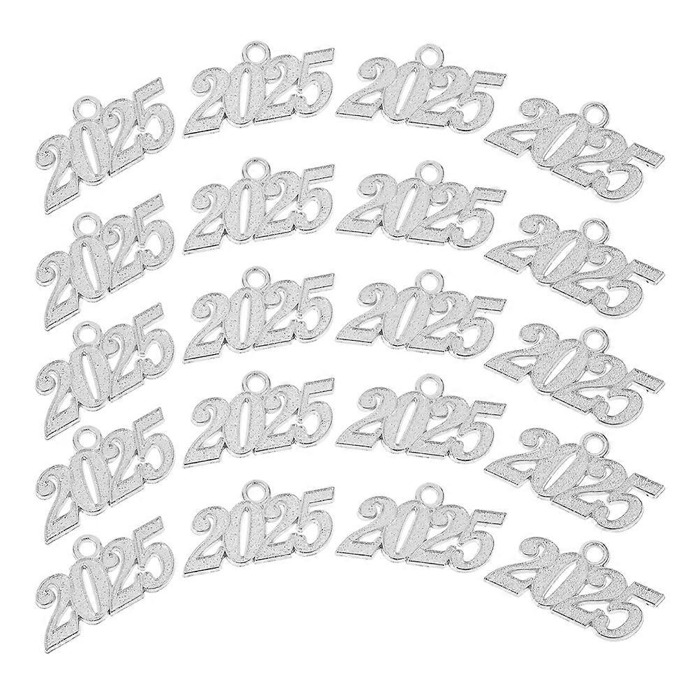 Silver Alloy 2025 Number Pendant for Jewelry Making Crafts Lightweight Durable Elegant Design