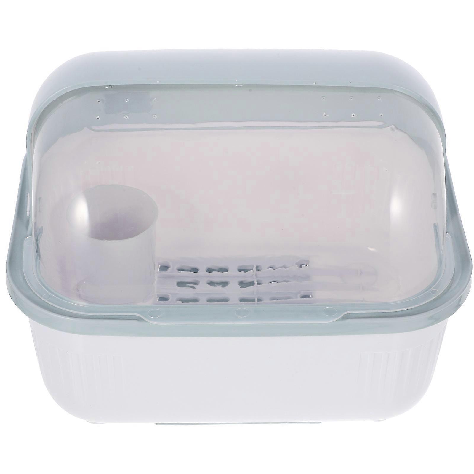 White PP Material Cutlery Draining Box with Flip Lid for Kitchen Storage and Home Use 10.2x7.1x12.6 Inches