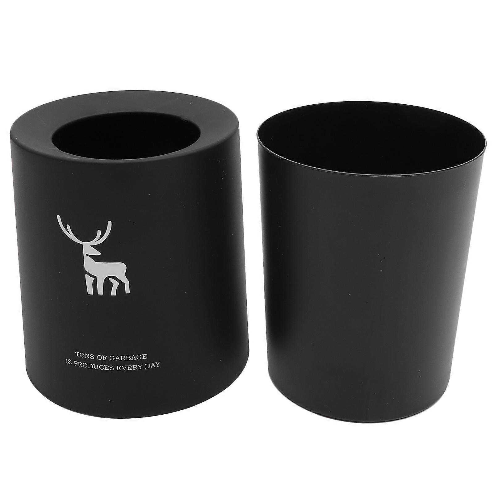 Plastic Garbage Can Trash Bin For Bedroom 9L Capacity Black Prevent Accumulation Of Waste Double Layer Design 1Pcs