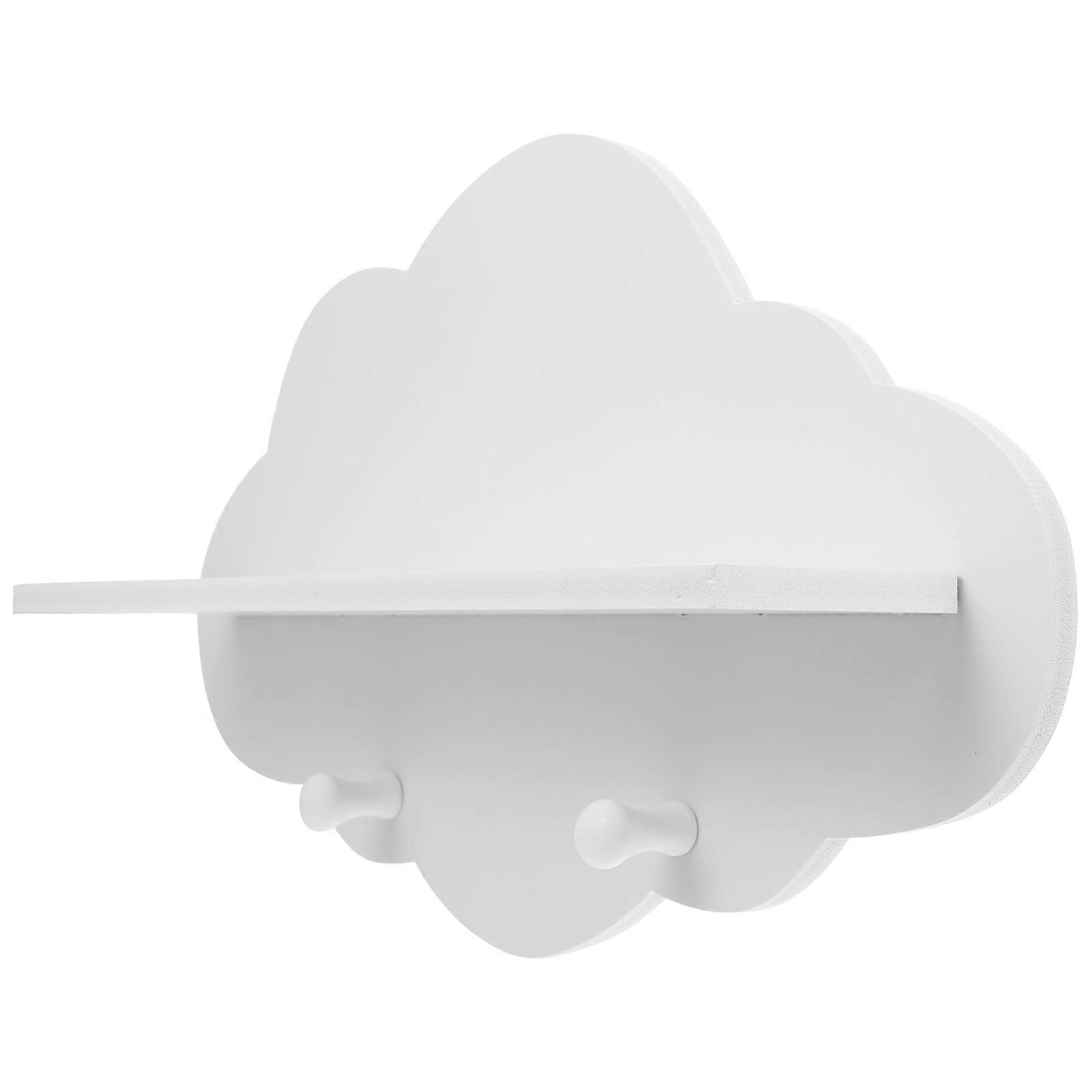 1pc No Drill Wooden Cloud Shelf Floating Wall Baffle for Home (White)