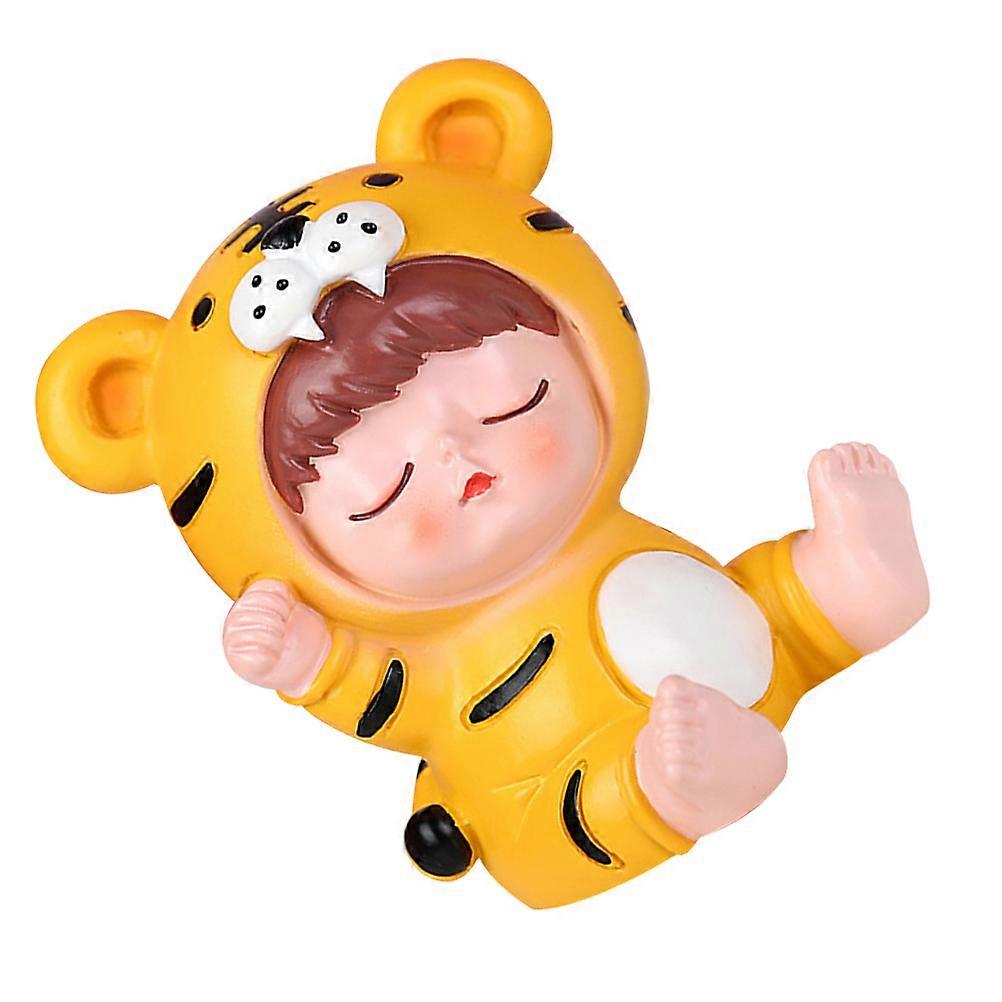 Orange Resin Baby Statue for Decor with Smooth Surface and Material