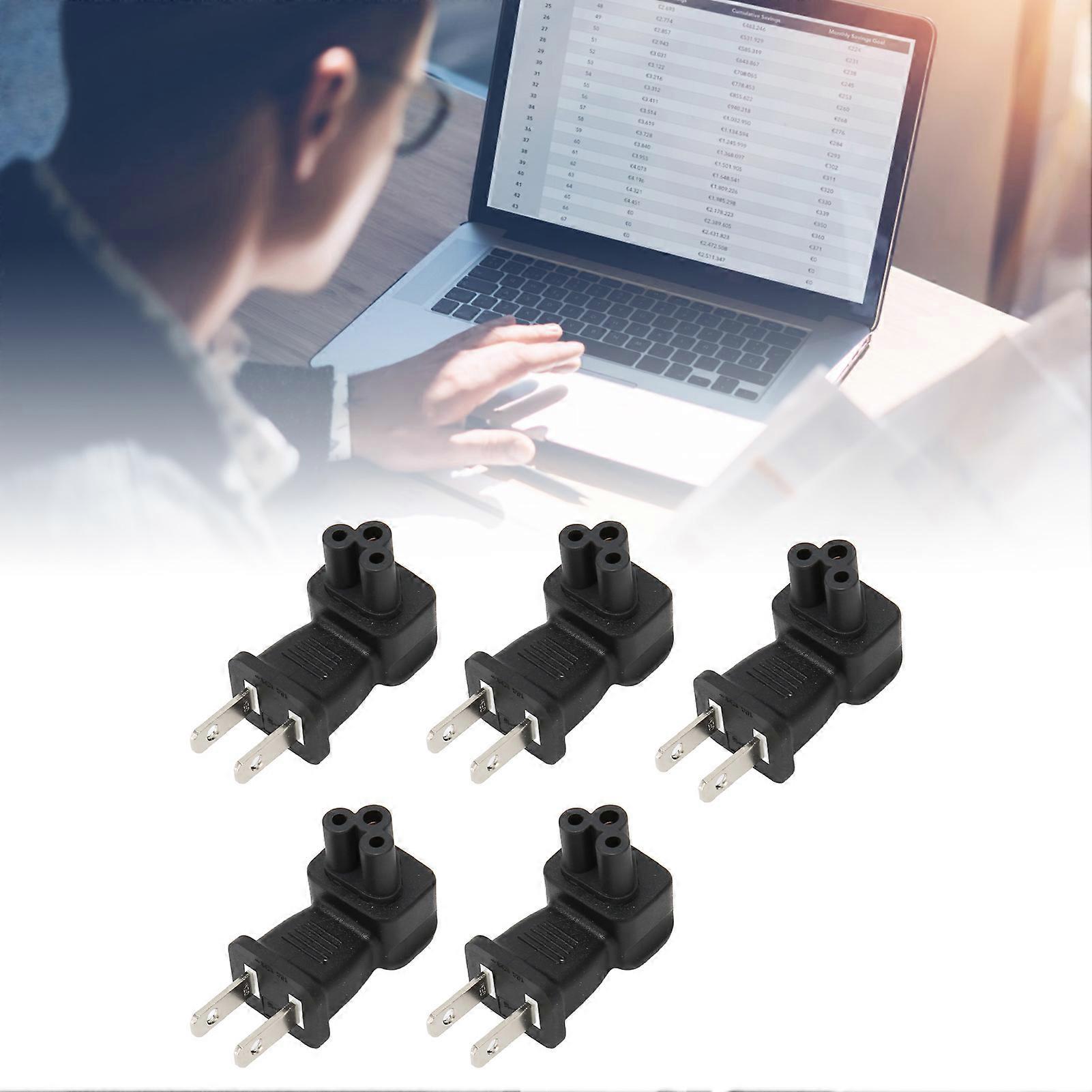 5PCS NEMA 1‑15P to IEC320 C5 Power Adapter Plug and Play Power Cord Adapter Connector for Laptop