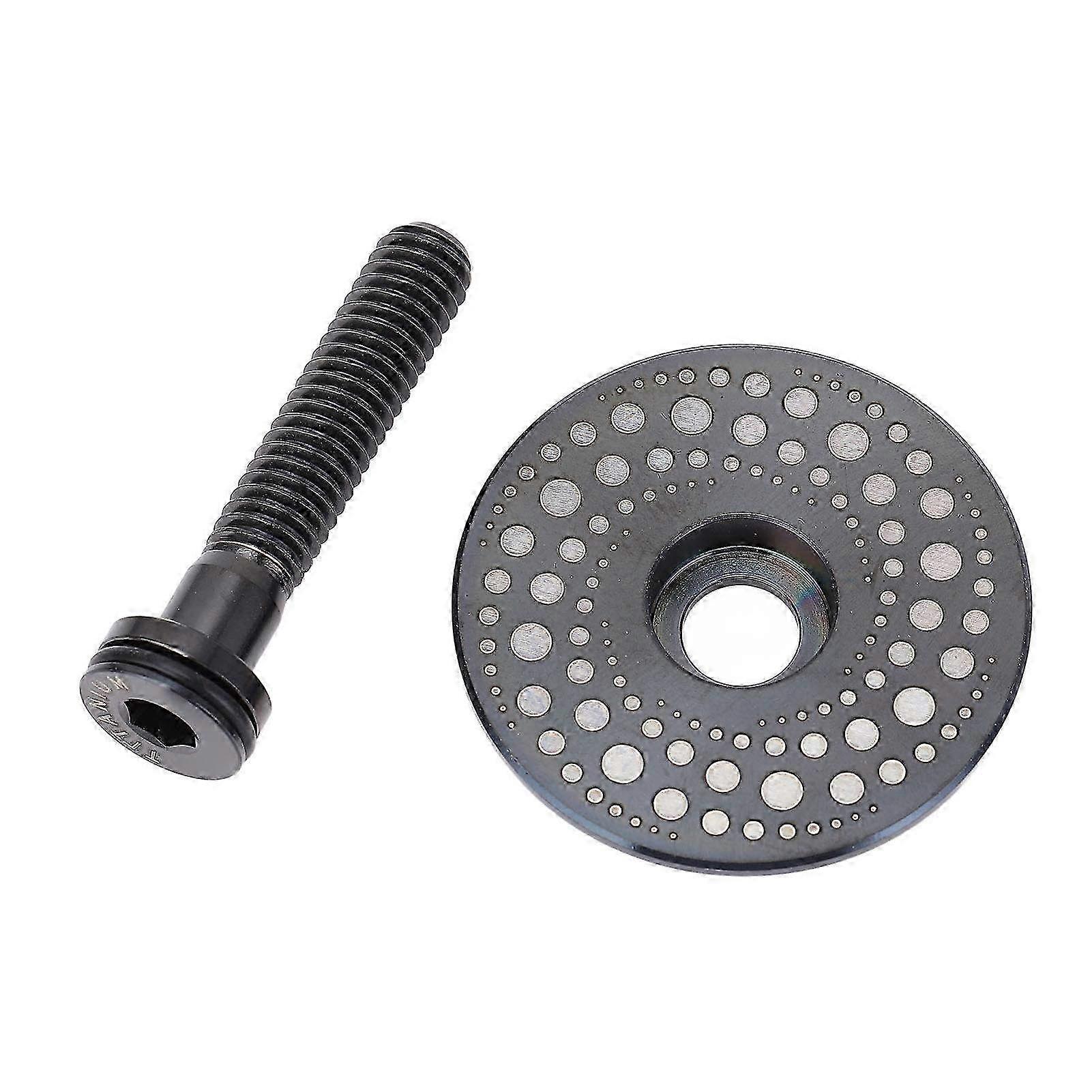 Ti Alloy CNC Machined Bike Fork Cap Screw Set - 28.6mm Front Fork Cap & Screw for Cycling - Durable Black Finish