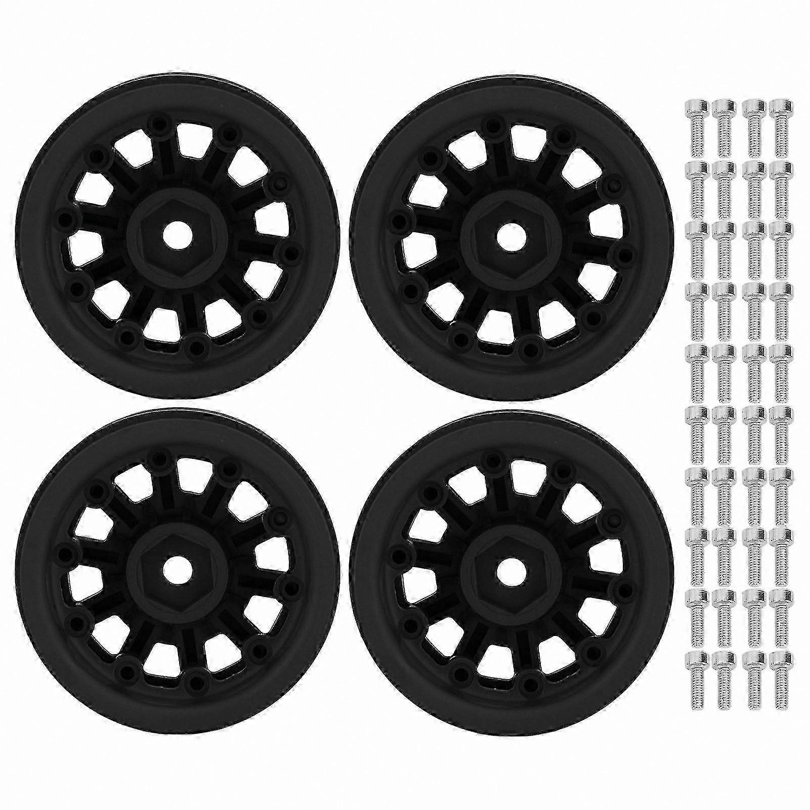 1.9in Black RC Beadlock Wheels for 1/10 Scale Crawler Vehicles