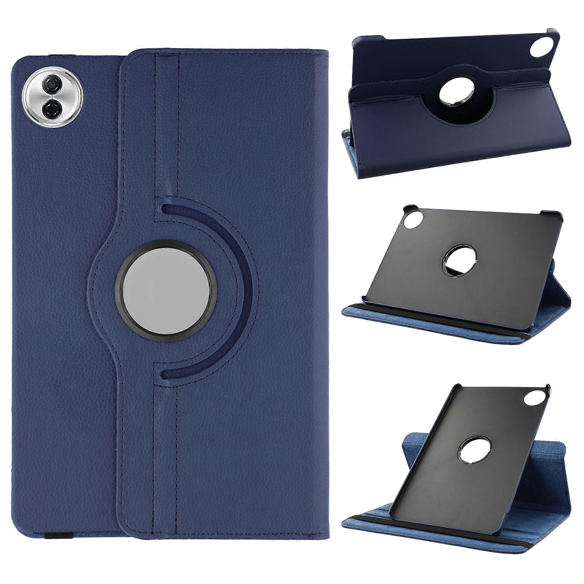 TKdaddy For Honor Pad 10 מקרה מסתובב מעמד עור PU + כיסוי טאבלט למחשב עם רצועה אלסטית כחול כהה