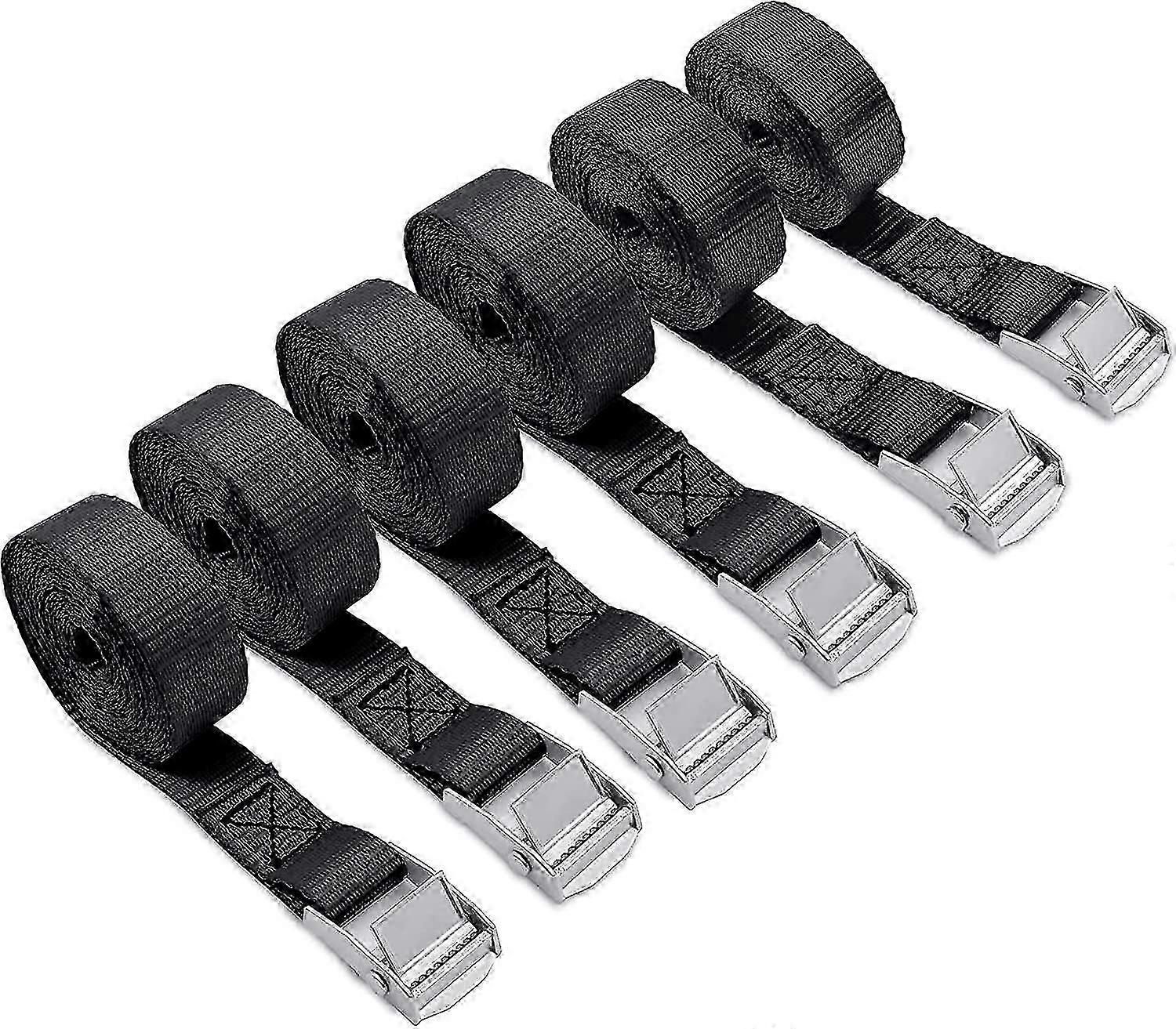 Lashing straps 1m - 6 pieces of lashing straps, short, black, lashing strap with clamp lock for motorcycle bike carriers, extremely robust lashing str