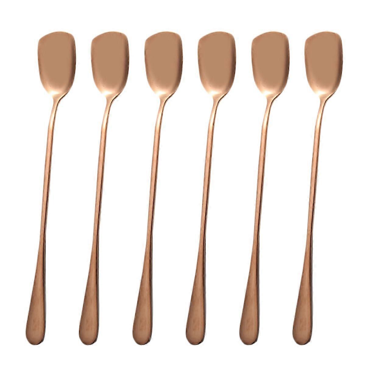 6piece set of longhandled ice cream spoons with rose gold for bars and kitchens, for ice cream and cocktails