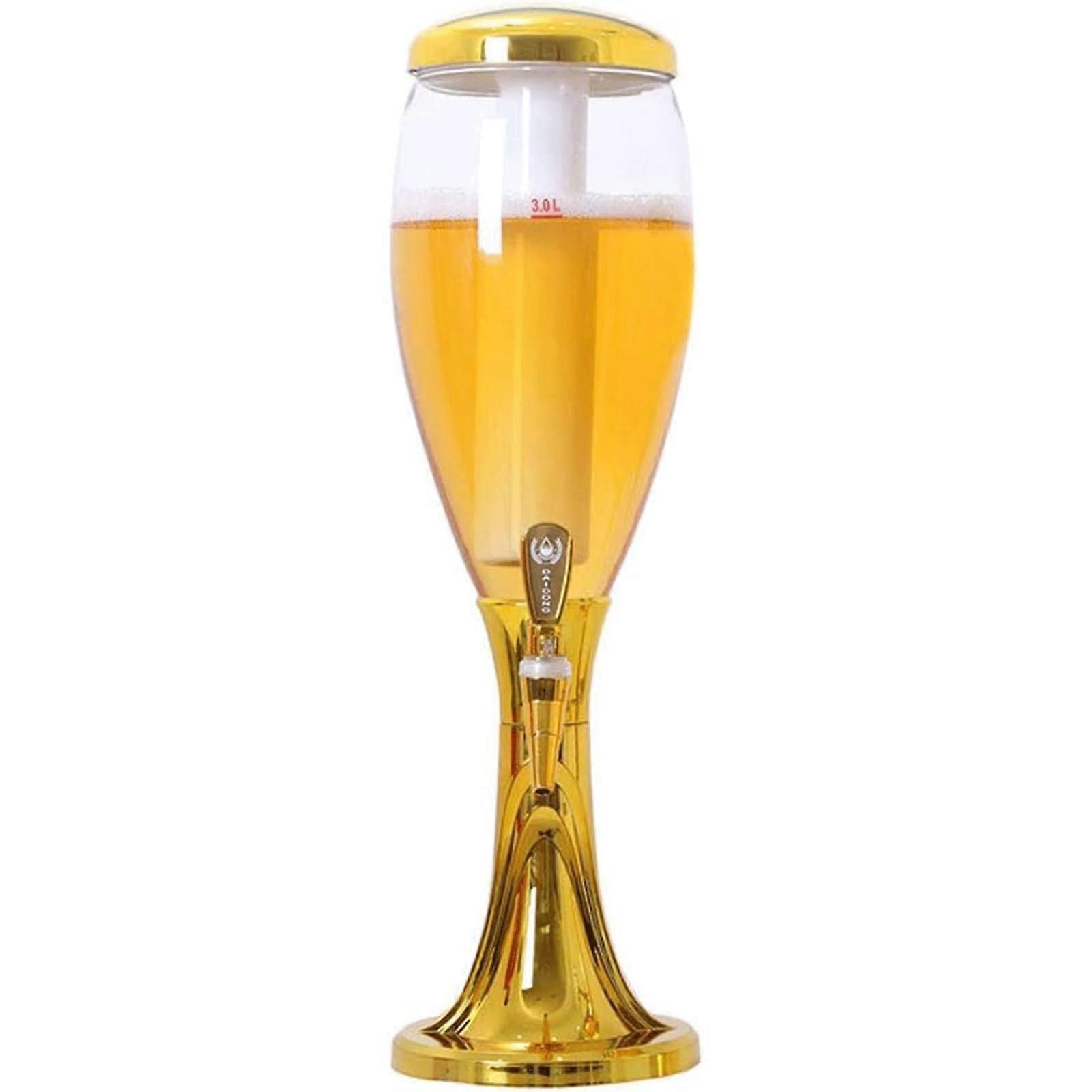 3L/101OZ Beer Tower Doppelkopf Illuminated Drink Dispenser, MultiPurpose Beverage Tower for Bar Party Beer Container
