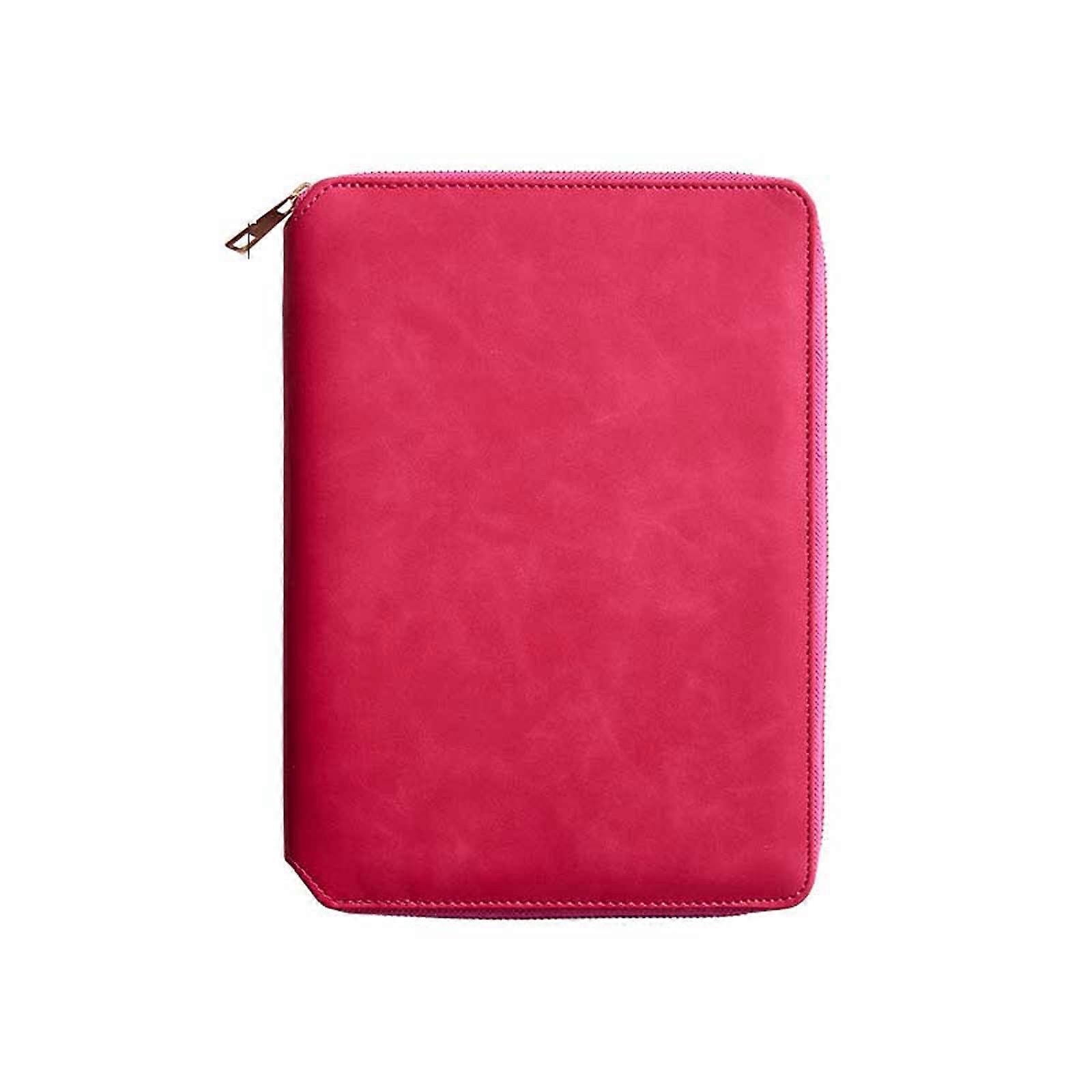 A5 Portfolio Folder Professional Conference Document Organizer Interview Leather Office Ring Binder File Writing Pad Card Holder Red