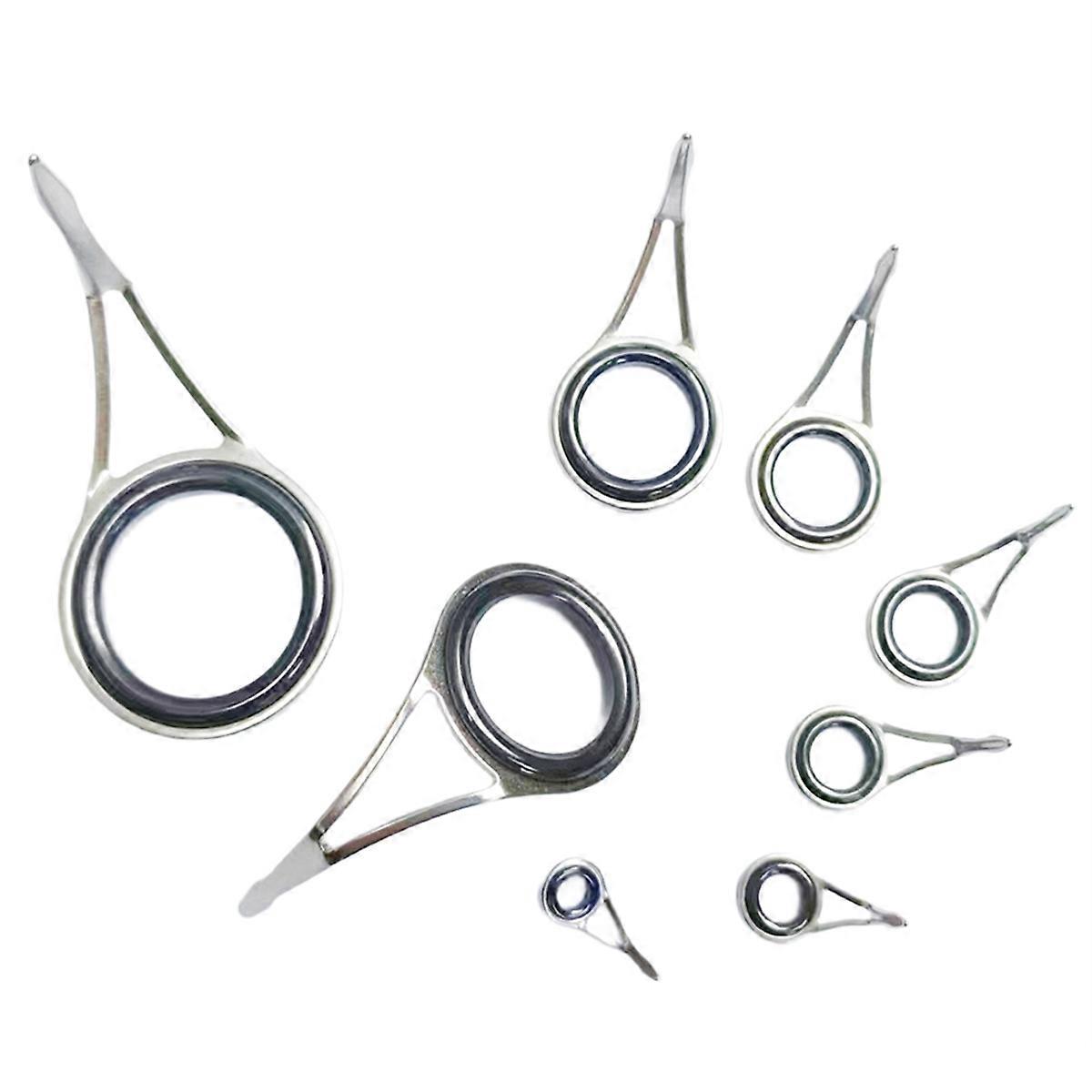8Pcs Fishing Rod Guide Ring Set Multiple Sizes Rod Repair Kit