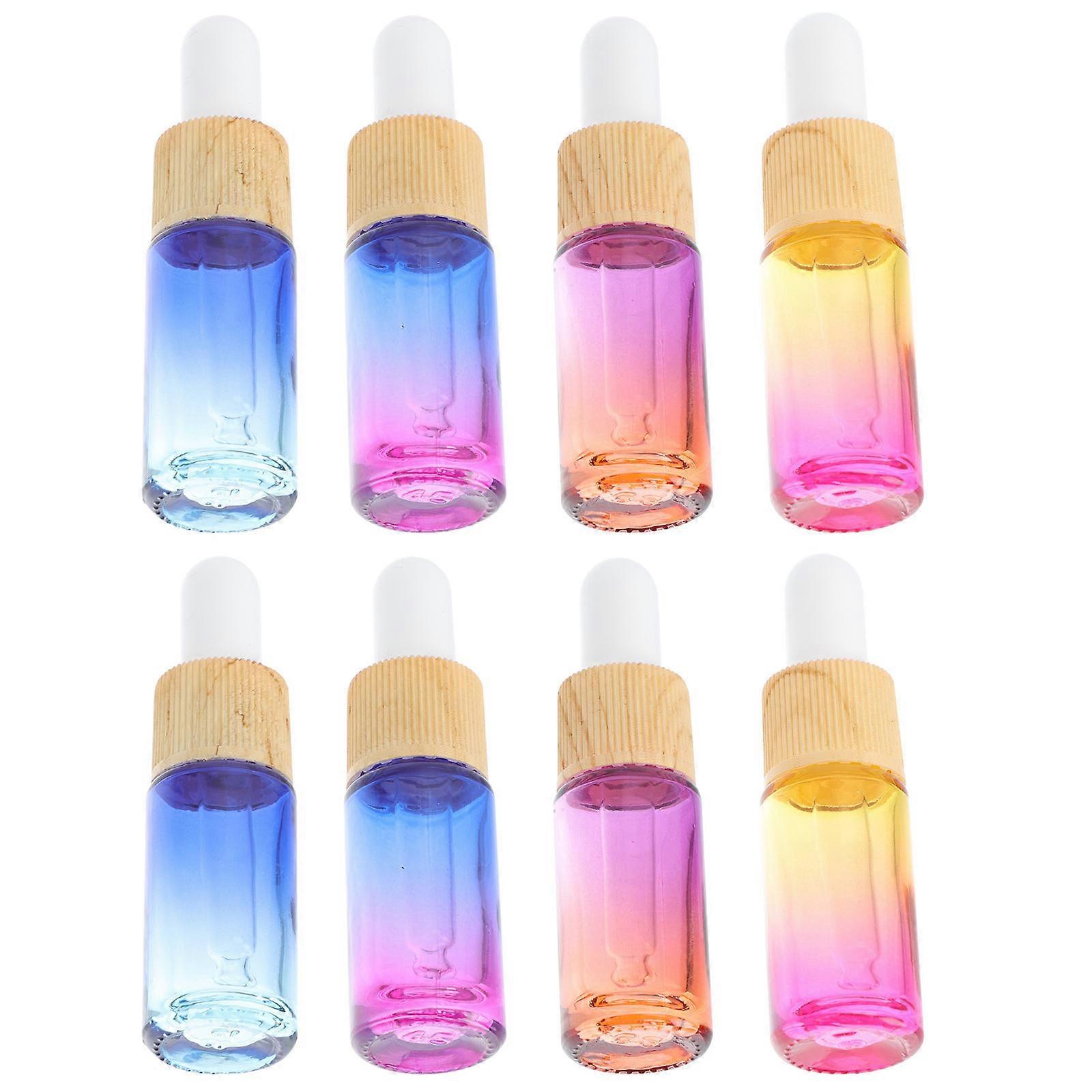 8Pcs Gradient Wood Grain Dropper Bottles For Essential Oil Storage And Liquid Cosmetics 7x2cm Easy To Use