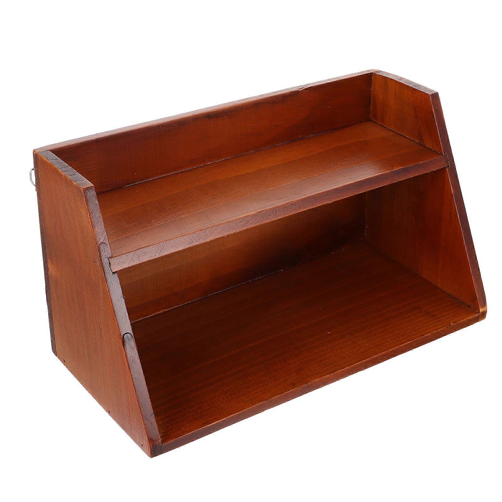 Multifunctional Storage Holder Desk Storage Rack For Daily Use Dark Red Wood With 1Pcs