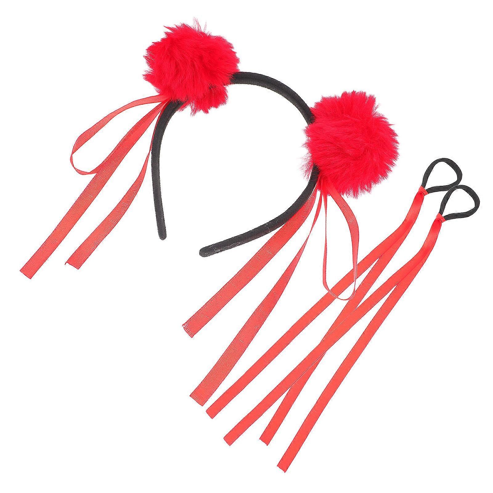 Cute Pom Ball Headband For Children Dance Competitions 7.3X5.3X1.8In Assorted Color Performance Enhancement 1 Set