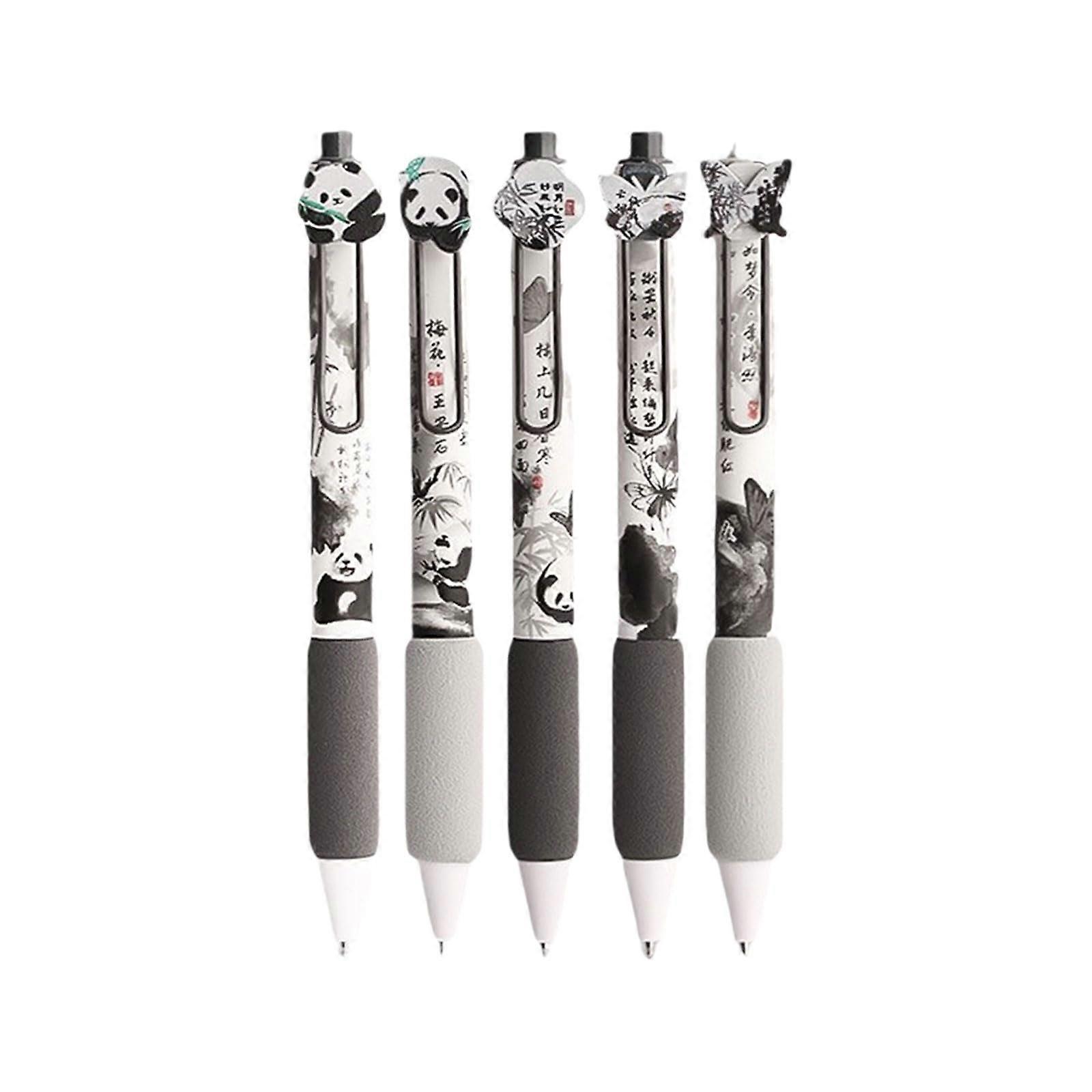 Gel pen with cartoon design, 0.5 mm tip, smooth, for writing, suitable for school, office, adults, students, writing, journaling, 5 pieces.