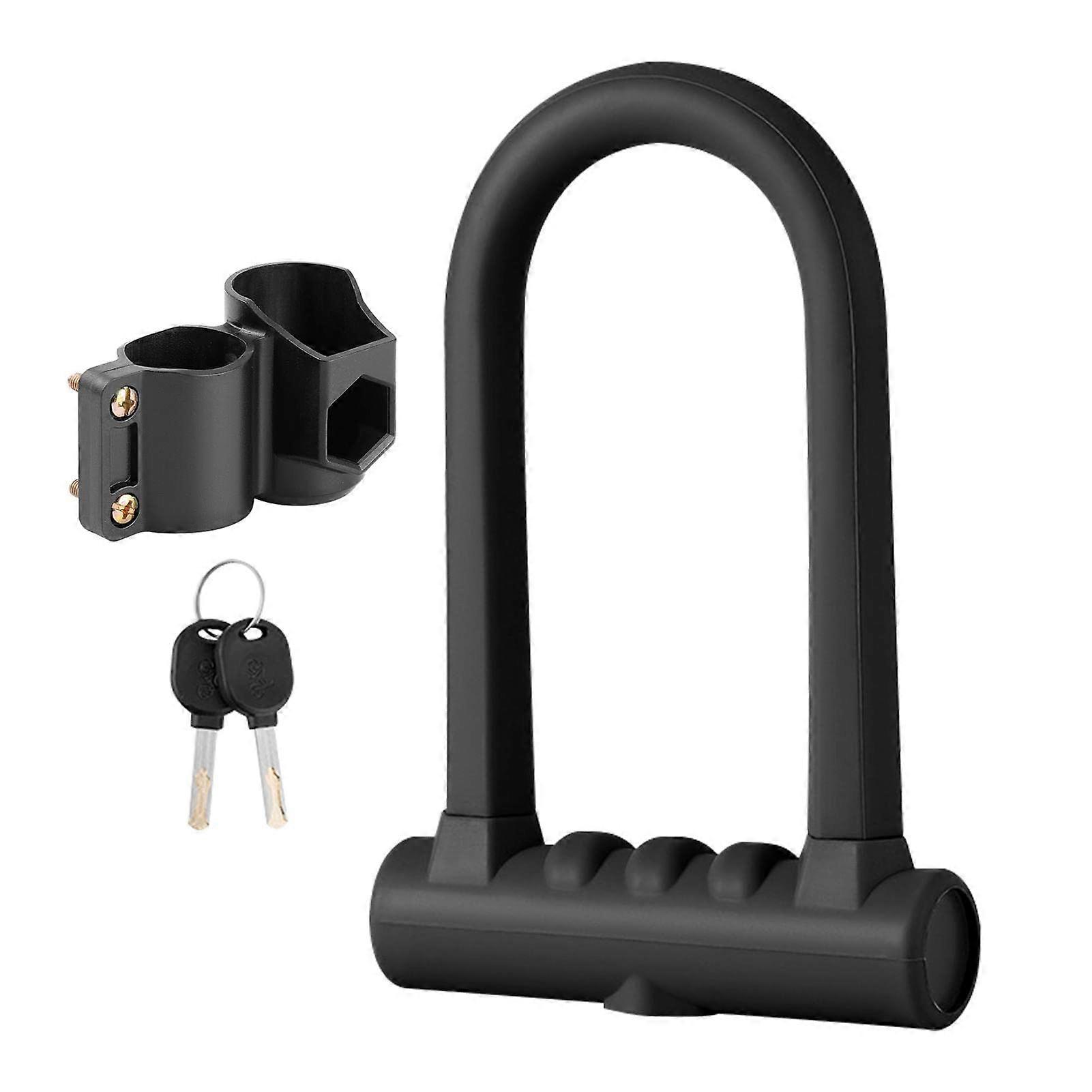 U Lock Silicone Bike Locks Heavy Duty AntiTheft Lock Steel Shackle with 2 Copper Keys Resistant to Cut and Lever Attacks Black