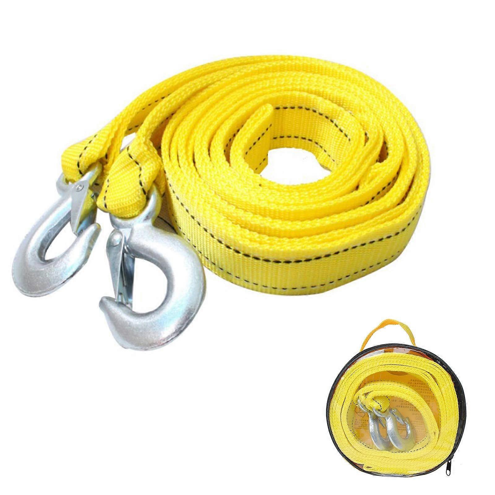 Tow Rope 4M 5 Ton Heavy Duty Tow Strap with Double Thickened Cable for Car Emergency and Storage Bag