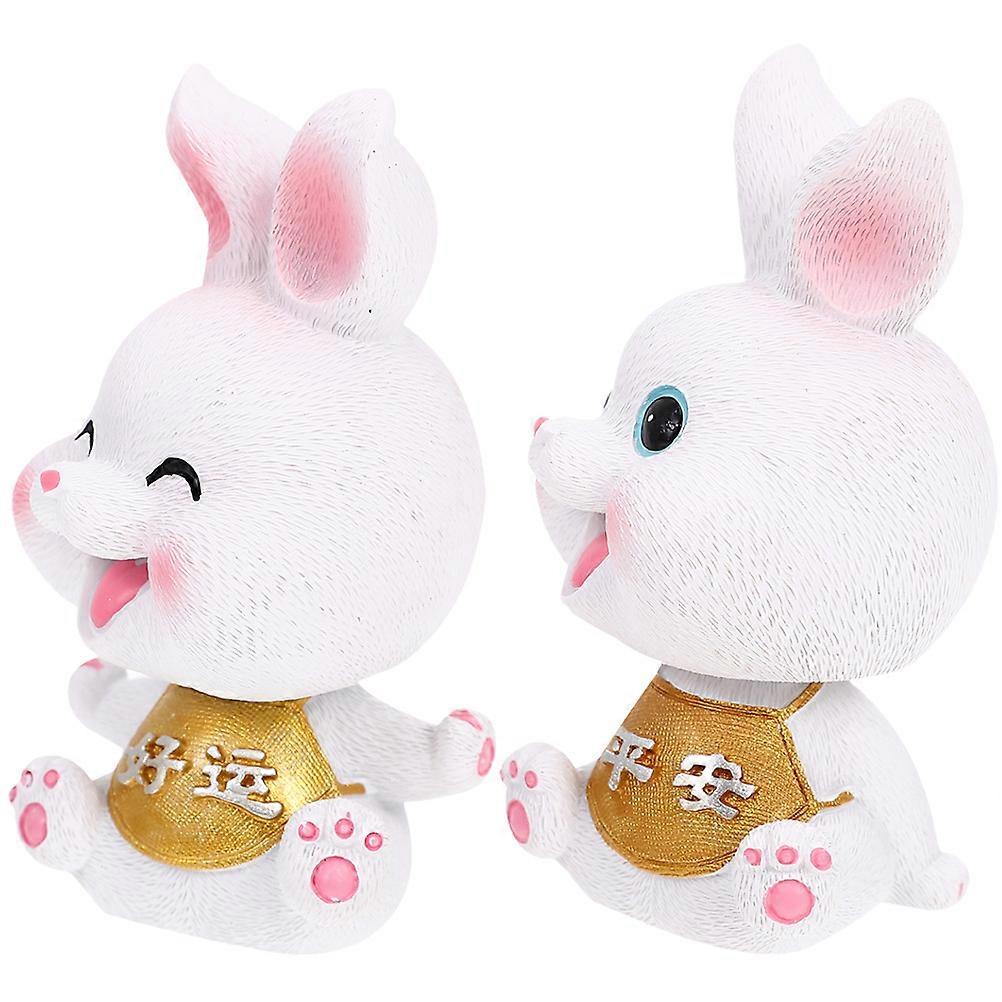 Shaking Head Bunny Figurines 10Pcs Rabbit Shape Car Toys Cartoon Style Perfect for Garden Balcony and Tabletop Decoration