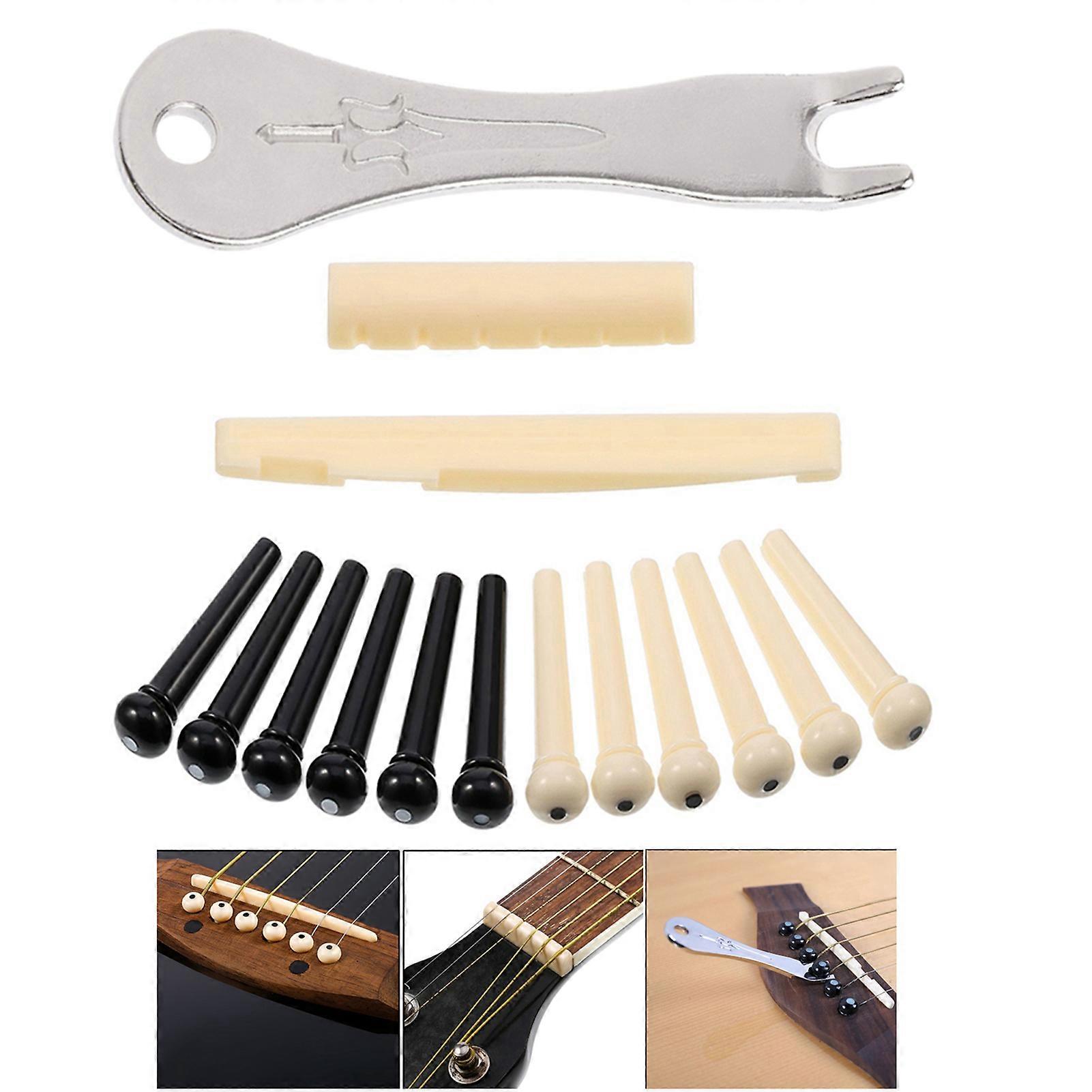 12pcs Multicolor Guitar Bridge Pins Set with Puller & Nut 7cm