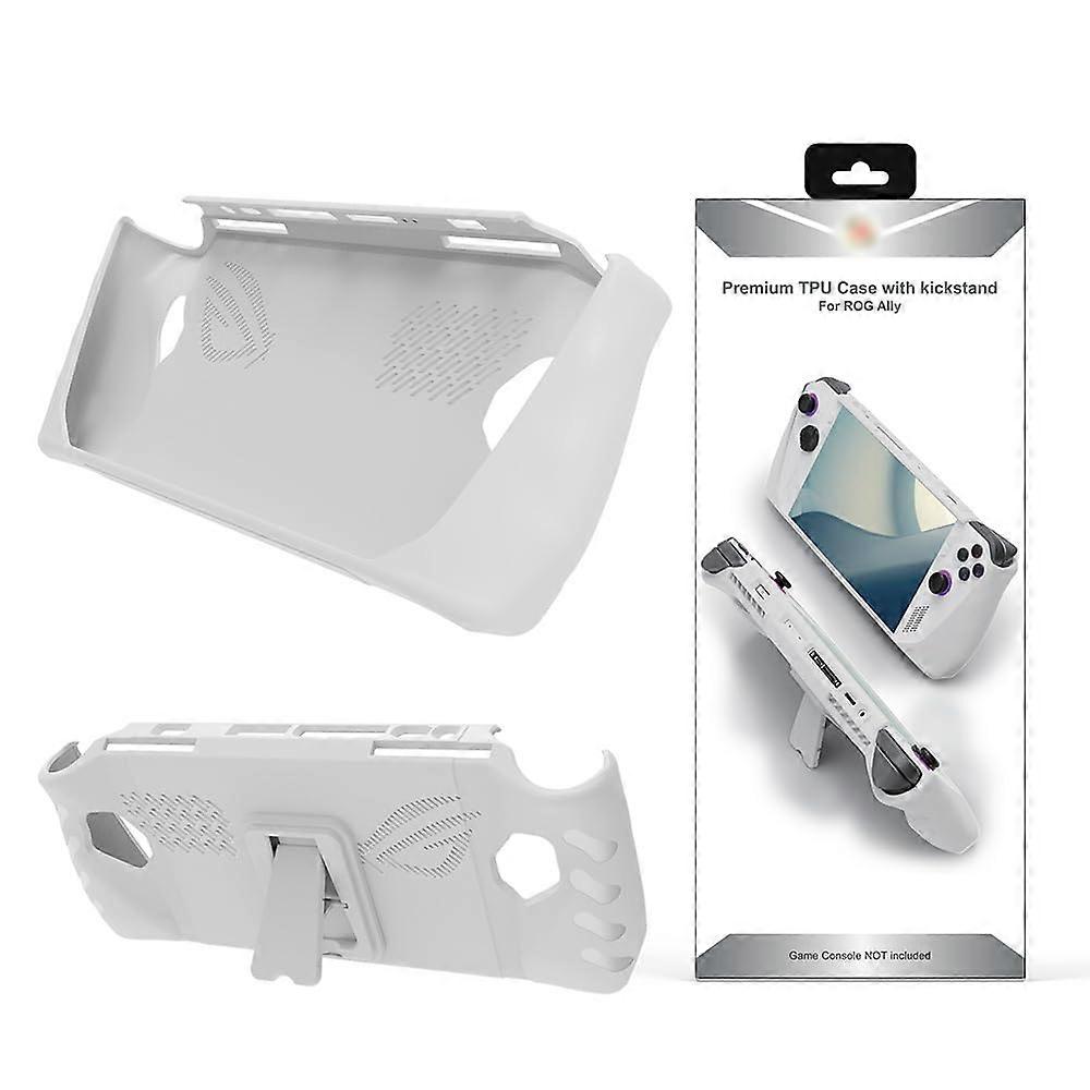 Asus ROG Ally Case, Shockproof Soft TPU Cover with Kickstand, Anti-Scratch Protection, White Compatible with Asus ROG Ally
