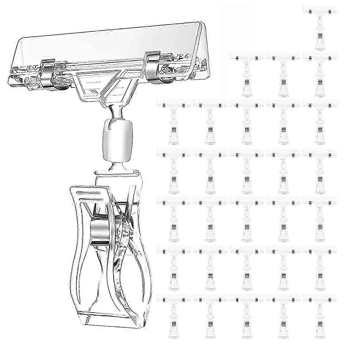 30 Pcs Label Holders Sign Clip, Plastic Clear Rotatable Sign Clips