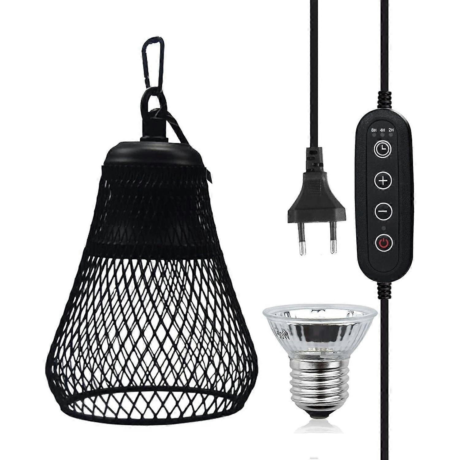 Turtle Heat Lamp, Reptile Heat Lamp with Hook, 50W E27 Bulbs, Time Controllable, Brightness Controllable