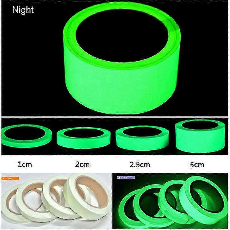 2 Volumes Fluorescent Luminous Self-Adhesive Tape Waterproof Removable Adhesive Tape Glow in Dark for Stairs Stage Cycling Bedroom Garage - 1.5cm x 3m
