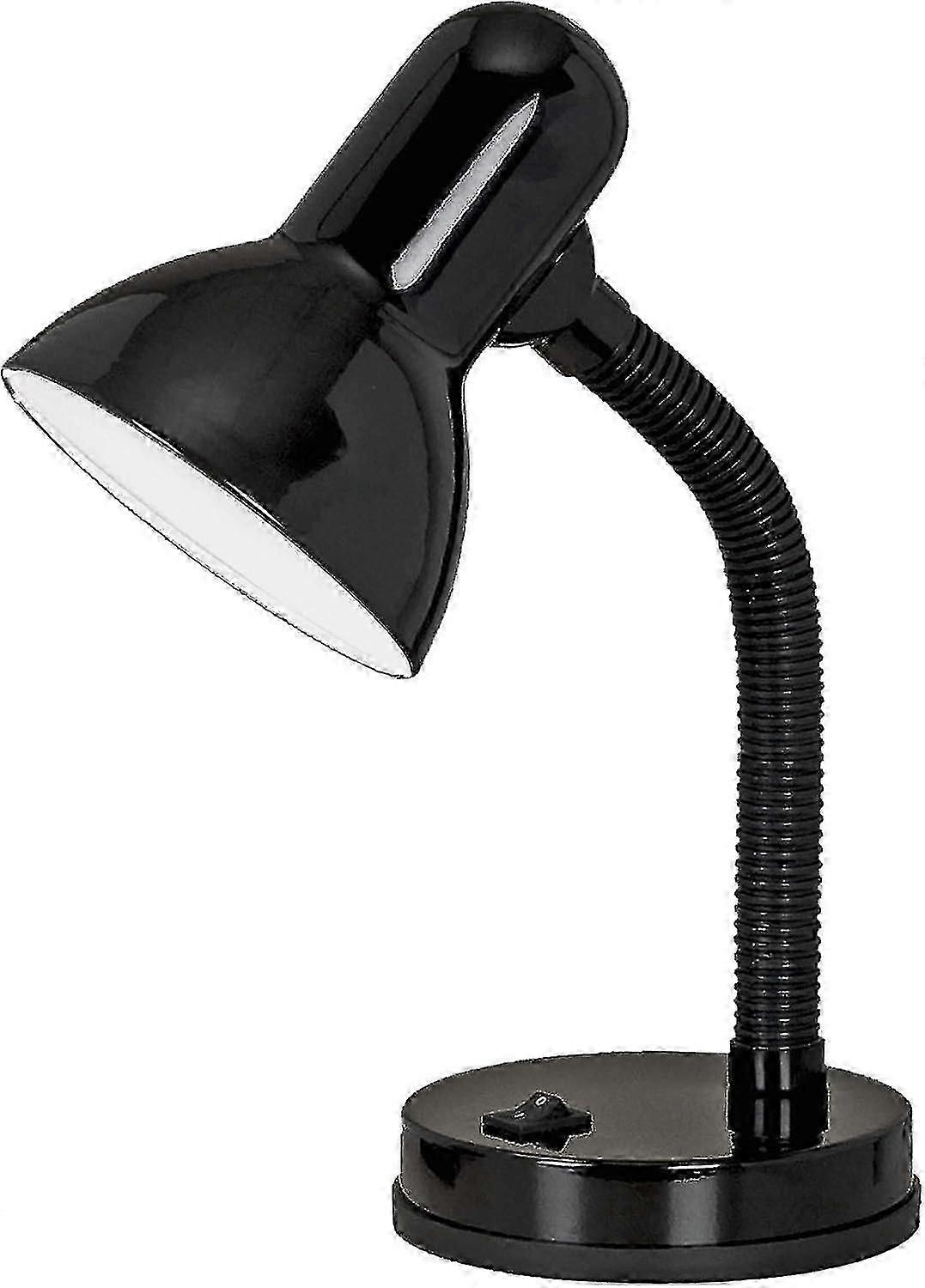 Basic bedside table lamp, desk and reading lamp in steel and black plastic, E27 socket