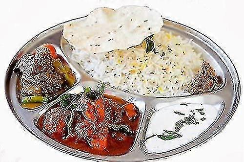 Round 4 Compartment Thali, Stainless Steel, Dinner Plate, Indian Thali, Dinnerware