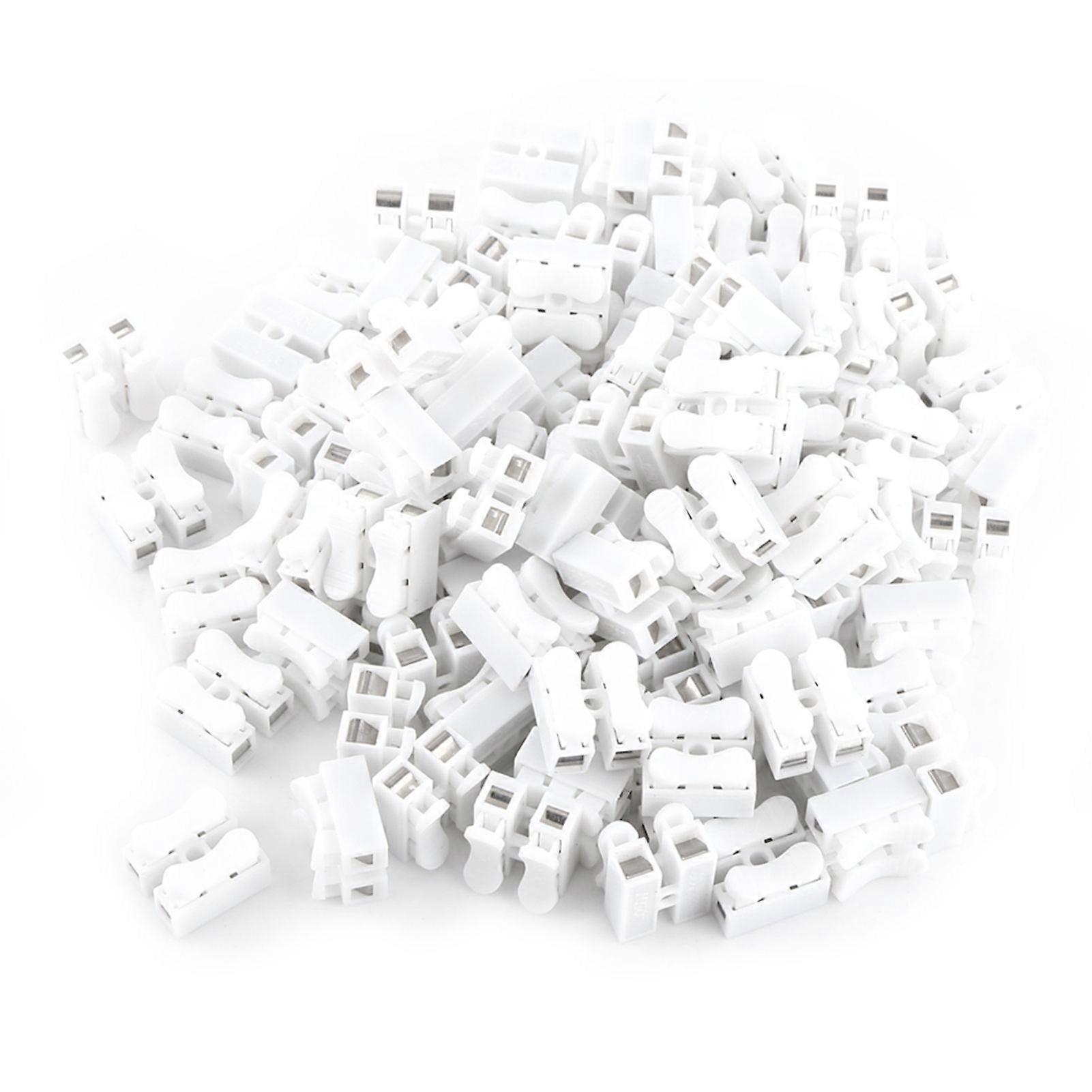 100pcs 5A 2 Pin Push Quick Wire Cable Connector White Wiring Terminal