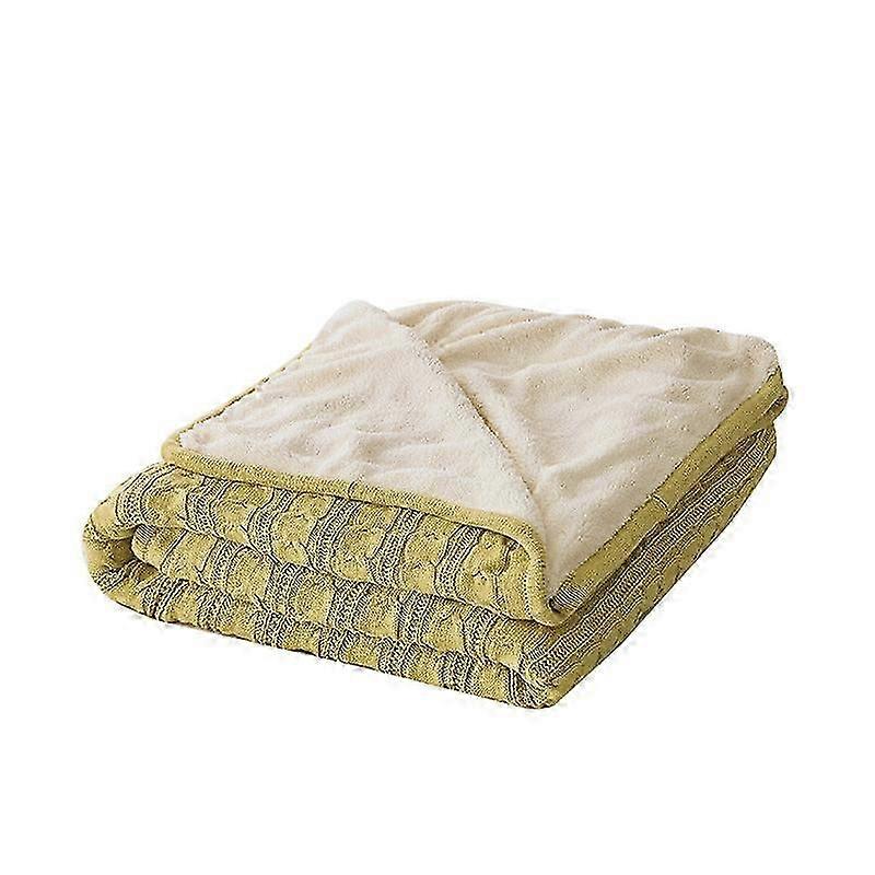 Fleece-lined Twist Knitted Wool Blanket Office Nap Blanket Cover Bl...