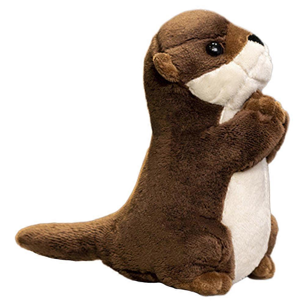 Animal Toy Plush Otter Shape for Car Dark Brown Pp Cotton Hugging 1Pack